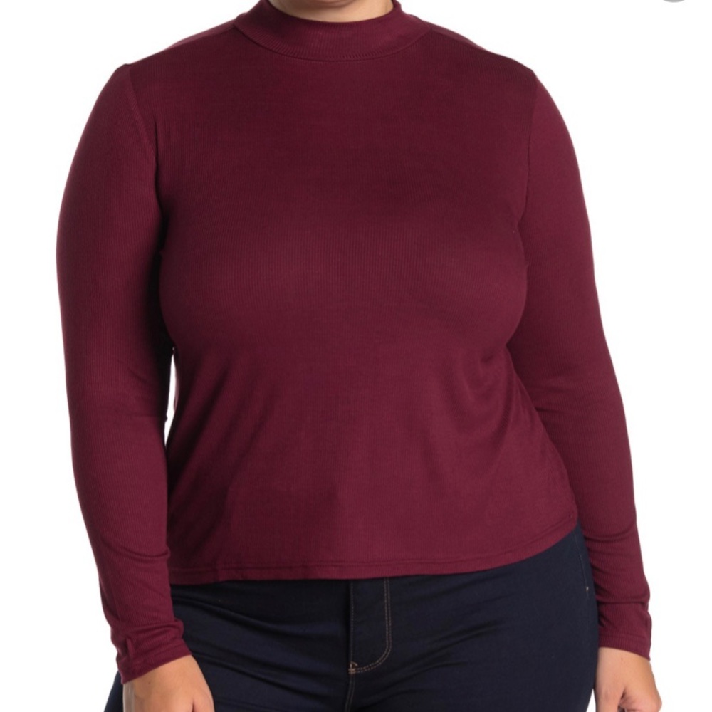 Eloquii Rib Knit Mock Neck Shirt